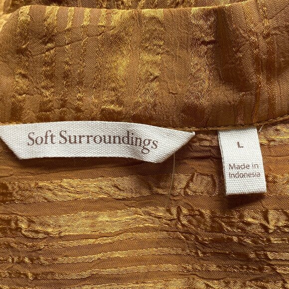 NWT Soft Surroundings Jocelyn Striped Popover Shirt Sz L Gold Boho Chic Office - Picture 11 of 15